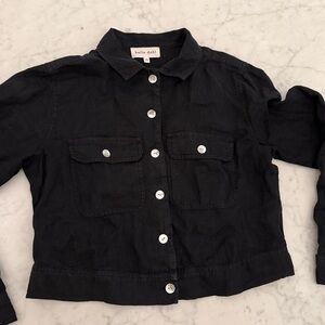 Bella Dahl Utility Crop Linen Jacket in Black XS